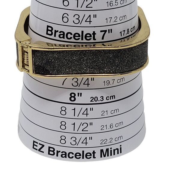Gunmetal Silver Sparkle Gold Trim Square Clamper Bangle Bracelet Glam Costume - Picture 3 of 11